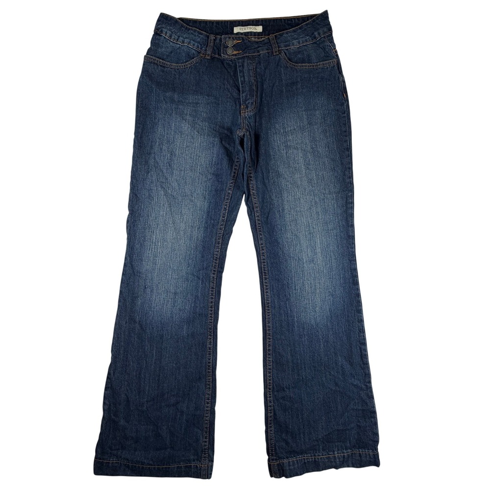 Stetson No 214 City Trouser Jeans Womens 12 Regular Dark Wash Wide‎ Leg Western